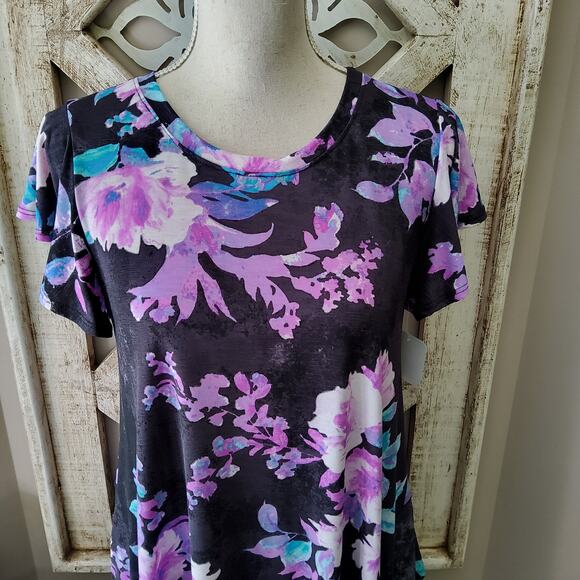 ValMarie Women's Short Sleeve Flowy Swing Shift Midi Dress with Pockets Floral - Picture 3 of 16